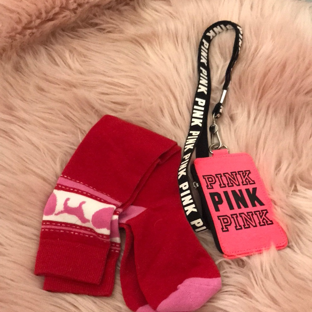 Vs pink new stocks and card case neckhanger